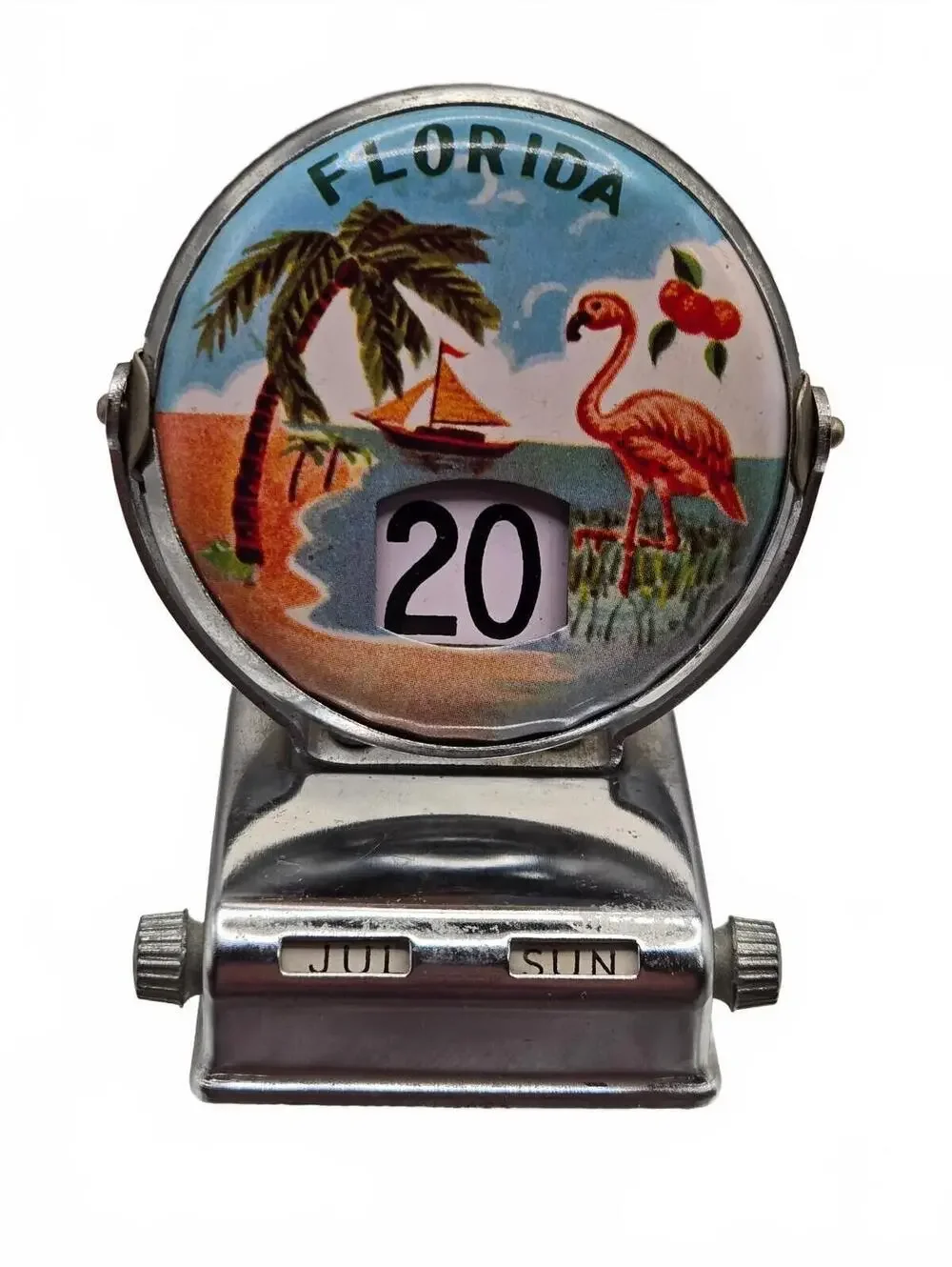 Vintage 1950s Flip Desk Perpetual Calendar, Florida Souvenir Works great